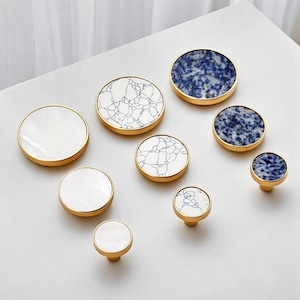 Marble Knobs Pastoral Wardrobe Dresser Knobs Furniture Handles Cupboard Cabinet Drawer Round Colorful Pulls Wall Hooks Modern