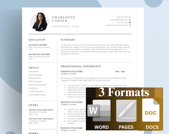 Professional Resume Template: Cover Letter, References (Google Docs, Word, Pages) (Digital Download)