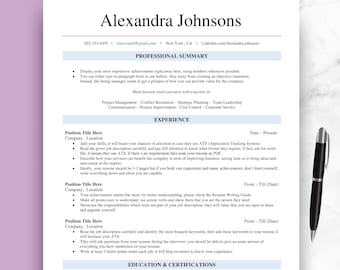 CV-sjabloon voor Google Docs Word and Pages, ATS-compatibele CV-sjabloon, professionele CV-sjabloon voor leidinggevenden, eenvoudige basis CV