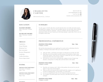 Professional CV Template, Executive Resume Template, Business Resume Template, Corporate Resume Format for Google Docs, Word & Pages, photo