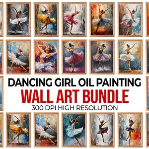 Paquete de pintura al óleo de bailarina bailando (descarga instantánea)