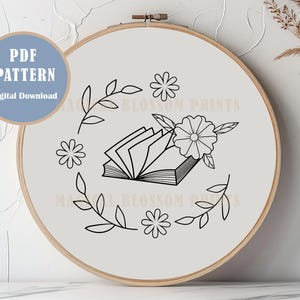 Teacher Gift Flowers Hand Embroidery Pattern, Botanical Embroidery PDF, Floral Nature Embroidery, Plant Embroidery Design, Embroidery kit