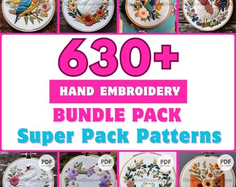 Hand Embroidery Patterns Whole Shop Bundle Floral Designs, Hand Embroidery PDF Patterns, Lifetime Access, Hoop Art Designs, Current & Future
