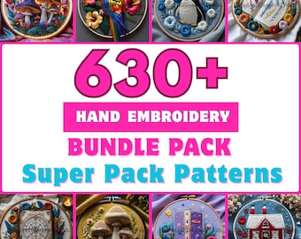 Hand Embroidery Patterns Whole Shop Bundle Floral Designs, Hand Embroidery PDF Patterns, Lifetime Access, Hoop Art Designs, Current & Future
