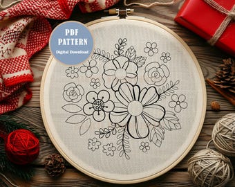 Floral Embroidery Pattern Bundle: Botanical & Animal Designs (PDF Pattern)