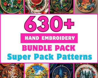 Hand Embroidery Patterns Whole Shop Bundle, Hand Embroidery Patterns Floral Designs, Hand Embroidery PDF Pattern, Lifetime Access, Hoop Art