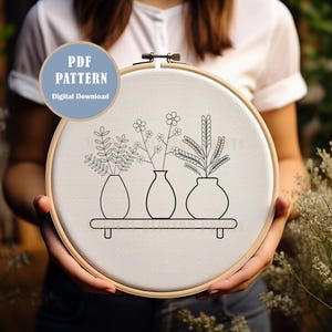 Plants Flowers Hand Embroidery Pattern, Botanical Embroidery PDF, Floral Nature Embroidery, Plant Embroidery Design, Pretty Embroidery kit