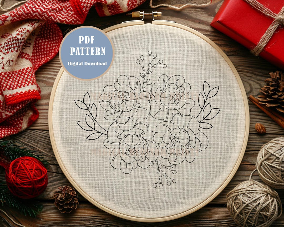 Floral Embroidery Pattern Bundle: Botanical & Animal Designs (PDF ...