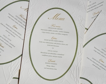 Floral Embossed Wedding Menu Cards | Personalized Menu | Wedding Stationery | Thank you cards