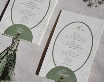 Custom Thick Embossed Wedding Menu Cards with name tags | Personalized Menu | Wedding Stationery | Thank you cards