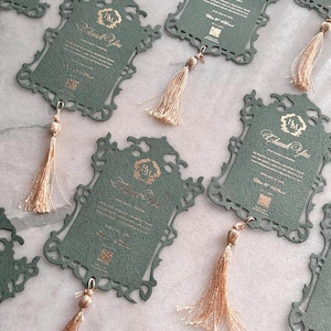 Smaragdgrün Goldfolie Dankeskarten, Hochzeitskarten, benutzerdefinierte diecut, Hochzeitskarten, Einladungsdesign, Save the date Karte