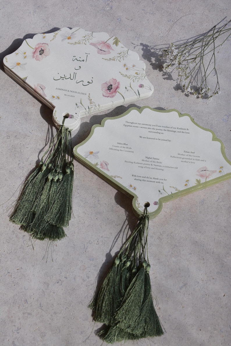 Floral Customized Wedding Paper Fans Printed Wedding Fans Fans With