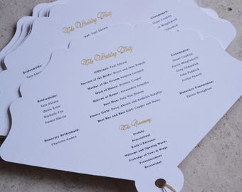 Wedding Program Thick Paper fans, Printed Wedding Fans, Fans with tassels, Wedding Favors, Wedding itinerary, Hand Fan, Fully Customizable