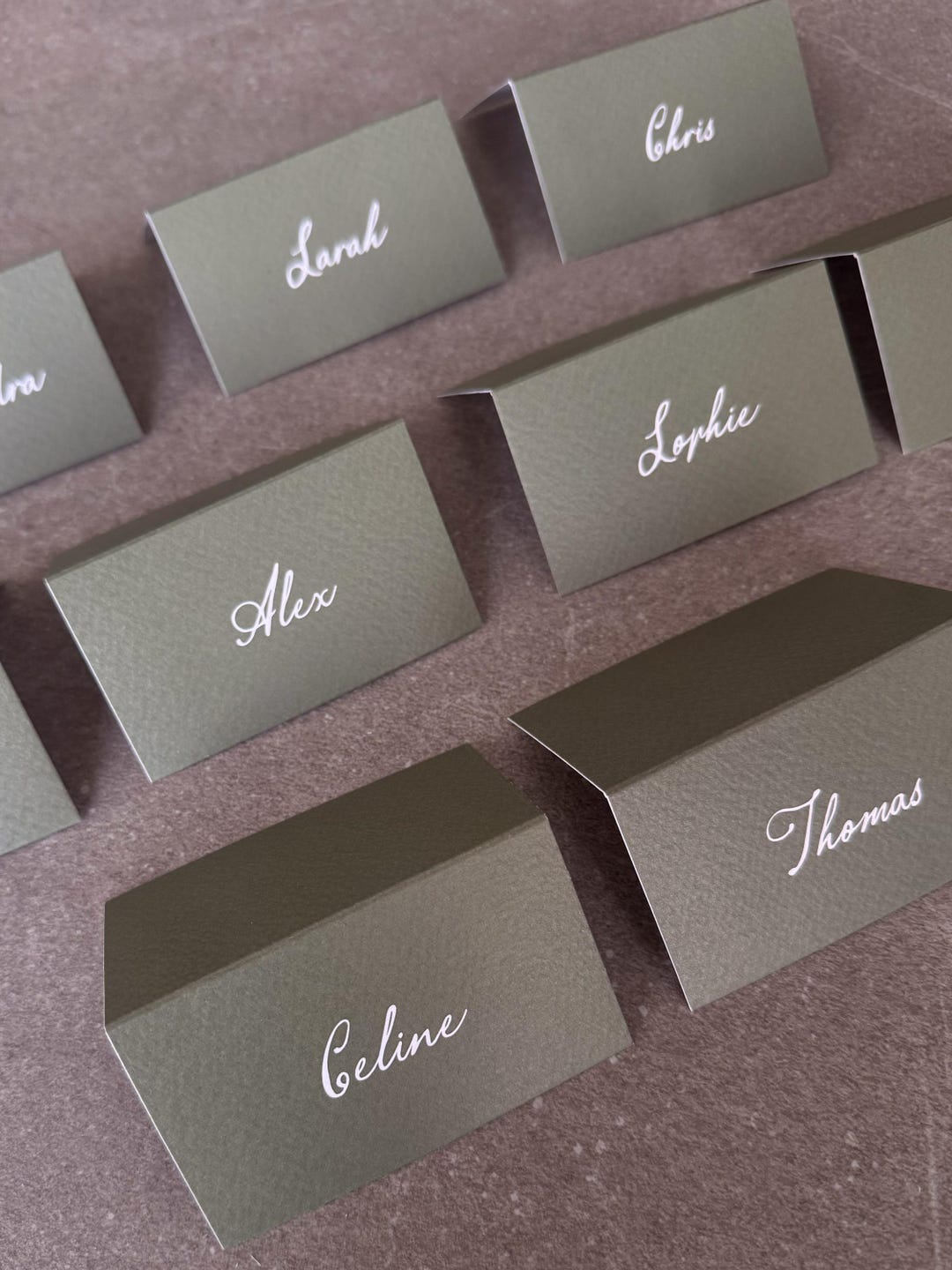 Green Foldable Name Tags | Personalized Tag | Wedding Stationery | Name ...