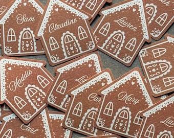 Lebkuchenhaus Namensschild | Personalisierter Anhänger | Briefpapier | Namensschilder.