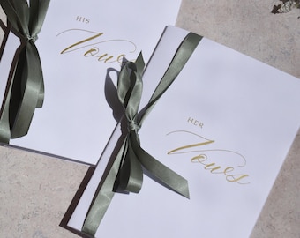 Gepersonaliseerde boeken over huwelijksgeloften, liefdesbrieven bruiloft, zijn geloften, haar geloften, goudfolie, bruid en bruidegom, moderne geloftekaart