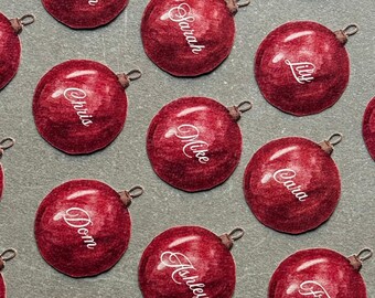 Rotes Ornament Namensschild | Personalisierter Anhänger | Briefpapier | Namensschilder.