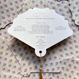 Éventails du programme de mariage, éventails en papier personnalisés, éventails avec glands, cadeaux de mariage, itinéraire de mariage, éventail personnalisé.