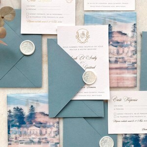 Französisch inspirierte Hochzeitseinladung, Hochzeitseinladungen, Premiumeinladungen, Save The Date