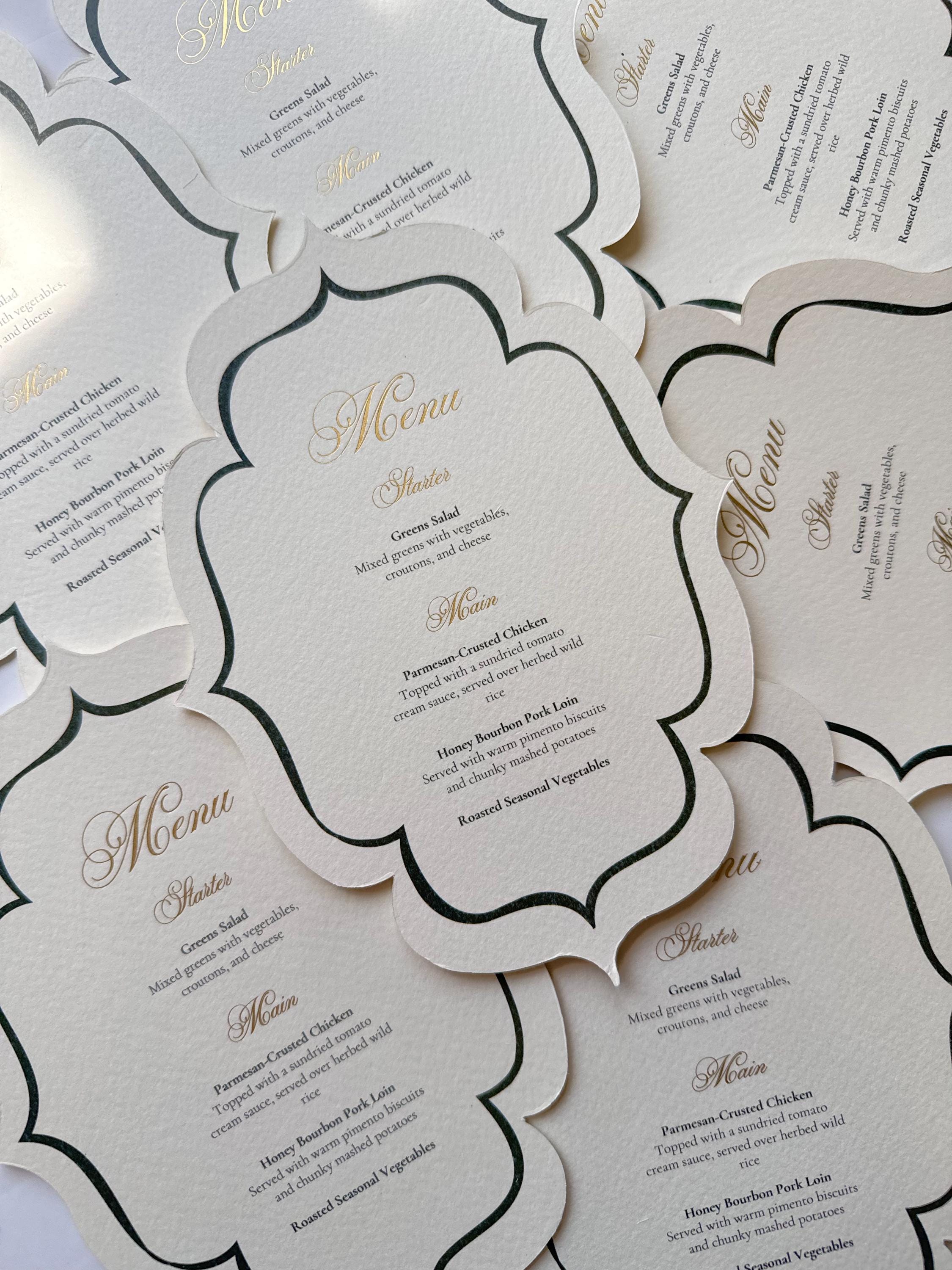 Custom Thick Textured Wedding Menu Cards with thank you note | Personalized Front Menu & Back | Wedding Stationery | Thank you cards