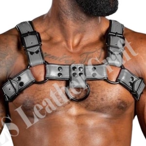 Men&#39;s Leather Chest Harness: Adjustable Club-Wear Costume