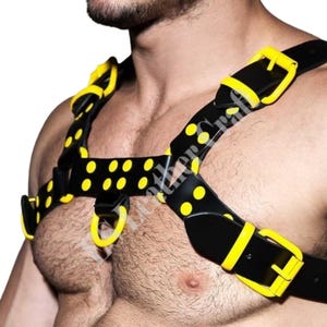 Men&#39;s 100% Genuine Black Fetish Leather Chest Harness, Sexy Harness, Leather harness, Adjustable Chest Straps HARNESS