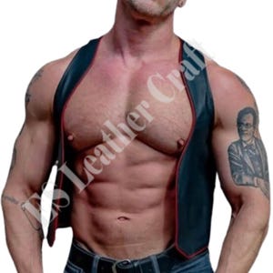 Men&#39;s Leather Chest Vest: Sleeveless Motorcycle Top