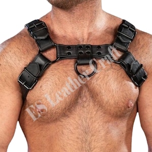 Handcrafted Leather Chest Harness: Adjustable Outfit Accessory