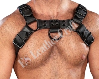 Handcrafted Leather Chest Harness: Adjustable Outfit Accessory