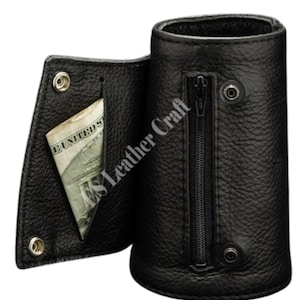 Schwarz Kuh Leder Armband Arm Geld Brieftasche Hand Manschette Manschette Band marke neue schwarze Leder handgefertigte HANDGELENK-GELDBÖRSE