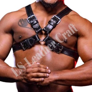 Men&#39;s Genuine Leather Chest Harness: Adjustable X-Back Design