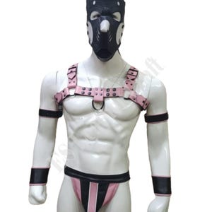 Leather Puppy Play Gear Set: Pup Hood, Harness, Cuffs