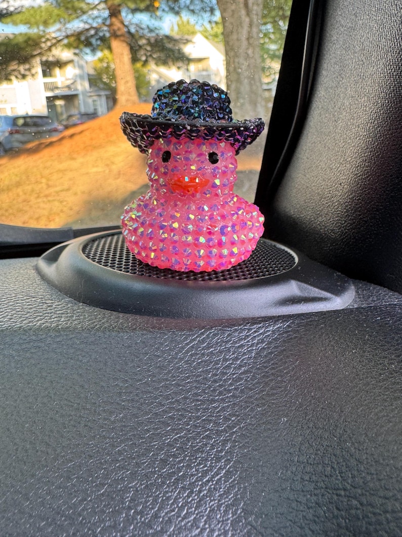 Bedazzled Rubber Duck with Cowboy Hat Pink