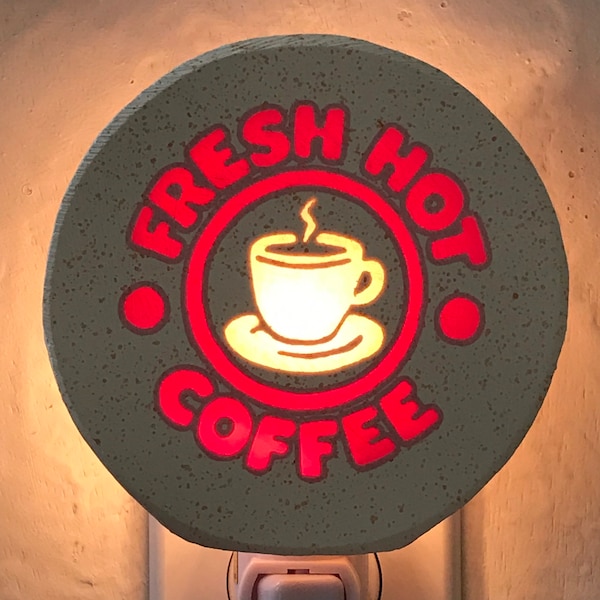 Red FRESH HOT COFFEE Large 4 watt Night Light