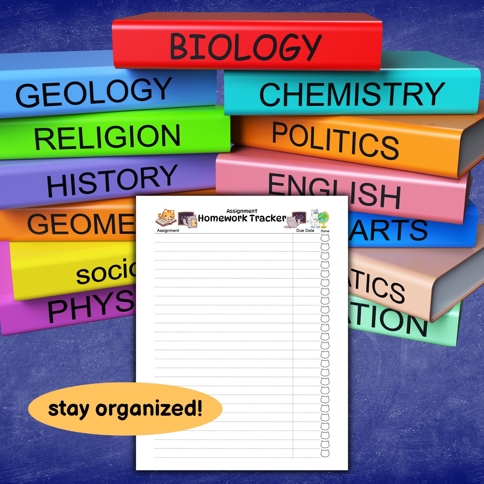 Homework Tracker, Student Planner Page, Assignment Log, Homework ...