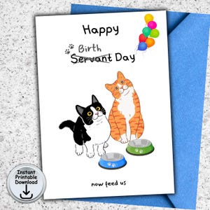 Carte d'anniversaire chat pour maman ou papa chat, carte de bébé fourrure, carte d'amant de chat, carte drôle de chat, argent ou porte-cartes cadeau, téléchargement numérique imprimable