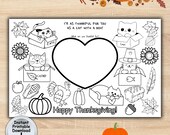 Cat Thanksgiving Coloring Placemat, Thanksgiving Kids Activity Placemat for Cat Lover, Printable DIGITAL DOWNLOAD