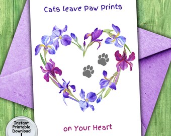 Cat Loss Card or Cat Sympathy Card for Cat Lover with Money or Gift Card Holder, Printable DIGITAL DOWNLOAD