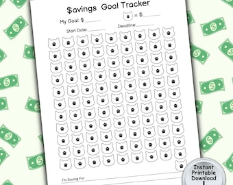 Savings Challenge Tracker, Sinking Fund for Cat Lover Budget Planner, Printable DIGITAL DOWNLOAD