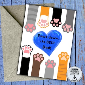 Tarjeta del Día del Padre para un Papá o Papá Gato, Tarjeta para Bebé Peludo, Tarjeta para Amantes de los Gatos, Tarjeta Divertida para Gatos, Descarga Digital Imprimible