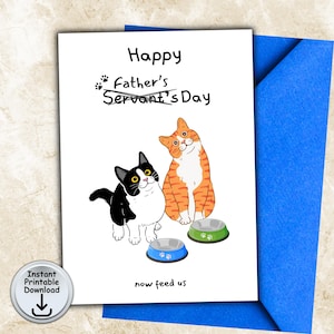 Vaderdag kattenkaart voor een kattenvader, babybontkaart, kattenliefhebberkaart, kaart grappige kat, afdrukbare DIGITALE DOWNLOAD