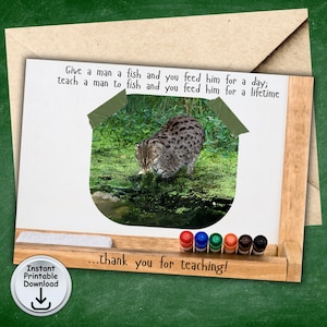 Lehrer Wertschätzung Dankeskarte, Fischen-Katze-Karte, Katzen-Karte, Fischen-Katzen-Foto-Karte, printable DIGITAL DOWNLOAD