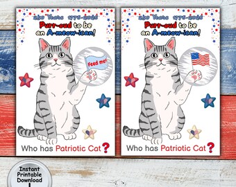 250th Anniversary 4th of July Game Scratch Off Card "Who Has Patriotic Cat?" for Patriotic Party of Cat Lover, Printable DIGITAL DOWNLOAD