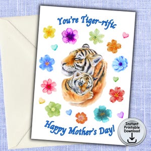 Tarjeta del Día de la Madre para una Mamá o Mamá Gatuna, Tarjeta de Tigre, Tarjeta de Bebé Peludo, Tarjeta para Amantes de los Gatos, Porta Tarjetas de Dinero o Regalo, Imprimible DESCARGA DIGITAL