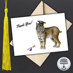 Graduierung Dankeschön, Klasse von 2025, Graduierung Dankeschön, Bobcat Maskottchen, Katzenliebhaber Karte, Printable DIGITAL DOWNLOAD