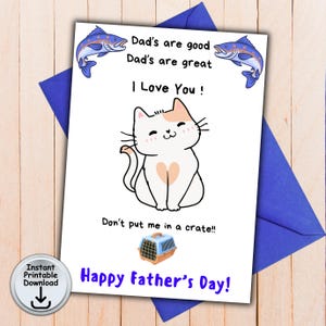 Carte de fête des pères pour un papa chat, carte de bébé fourrure, carte d'amant de chat, carte drôle de chat, argent ou porte-cartes cadeau, téléchargement numérique imprimable