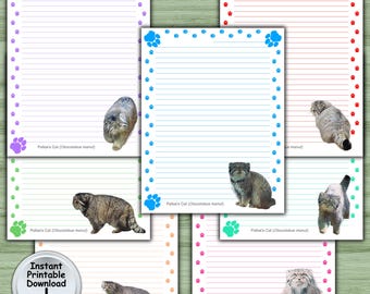 Pallas Cat Stationery Letter Writing Paper for Wild Cat Lover, Printable DIGITAL DOWNLOAD