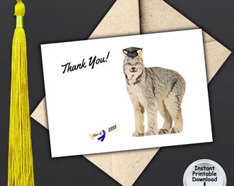 Canada Lynx Graduation Thank You Note Card from Cat Lover Grad Class of 2026, Printable DIGITAL DOWNLOAD