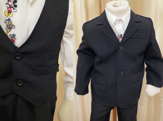 Vintage Three Piece Boys Formal Black Suit Jacket
