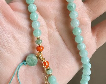 Handmade Jade Tassel Charm, Natural Jade Beads, Chinese Lucky Charm, Spiritual Healing Accessory, Gift for Positive Energy, Gift for Women